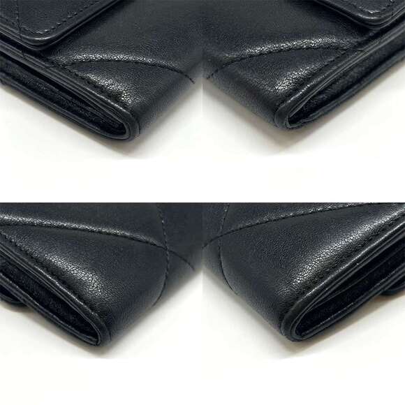CHANEL Black Lambskin Leather Logo Wallet - Picture 3 of 5